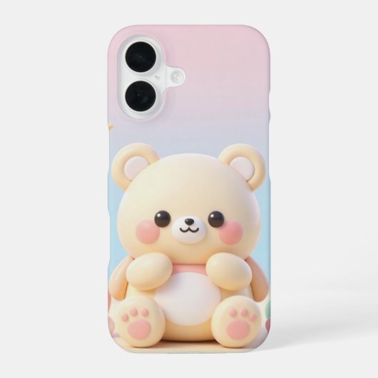 Coque iPhone 16 Conception d'ours mignon kawaii (Verso)