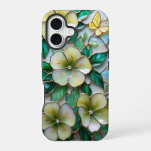 Conception en verre floral doux jaune et vert