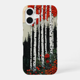 Coque iPhone 16 Conception esthétique de forêt de bouleau fantasti