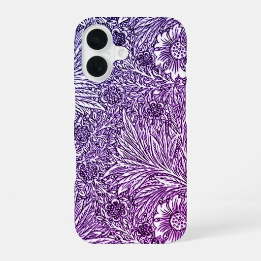 Coque iPhone 16 Conception florale complexe aux teintes violettes (Verso)