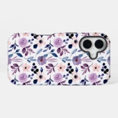 Coque iPhone 16 Conception florale délicate avec feuilles de lavan (Verso Horizontal)