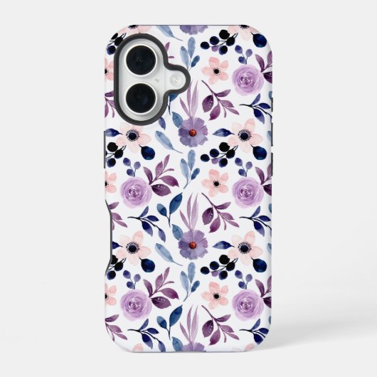 Coque iPhone 16 Conception florale délicate avec feuilles de lavan (Verso)