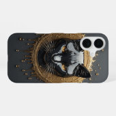 Coque iPhone 16 Conception Mystérieuse de Chat Noir 🐈⬛ (Verso Horizontal)