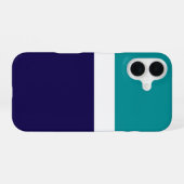 Coque iPhone 16 Conception turquoise de blocs de couleur bleu blan (Verso Horizontal)