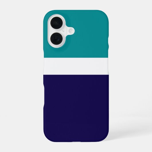 Coque iPhone 16 Conception turquoise de blocs de couleur bleu blan (Verso)