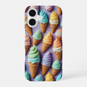 Coque iPhone 16 Cones De Crème De Glace Avec Saupoudrages