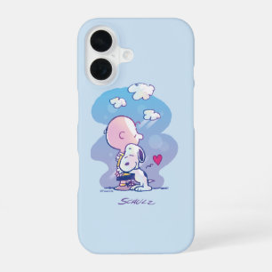 Coque iPhone 16 Confort et sécurité Charlie et Snoopy câlin
