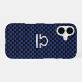 Coque iPhone 16 Connexion Libra Zodiac Navy Blue Carbon Fiber (Verso Horizontal)