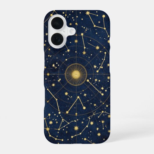 Coque iPhone 16 Constellation Map Gold Celestial Case (Verso)
