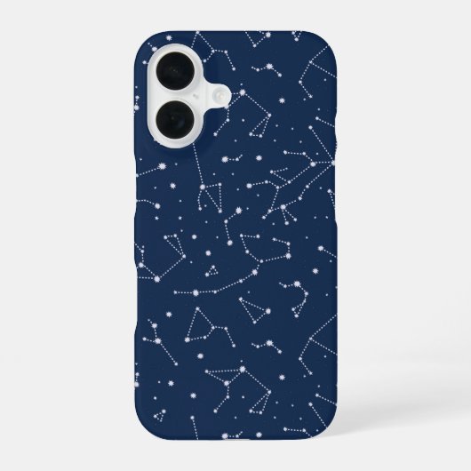 Coque iPhone 16 Constellations Starry Sky Navy Blue (Verso)