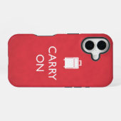 Coque iPhone 16 CONTINUEZ - Bagages - Rouge drôle (Verso Horizontal)