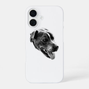 Coque iPhone 16 Convivial Smile Pitbull Mix Portrait Téléphone Cas
