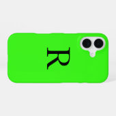 Coque iPhone 16 Cool couleur unie vert néon initial (Verso Horizontal)