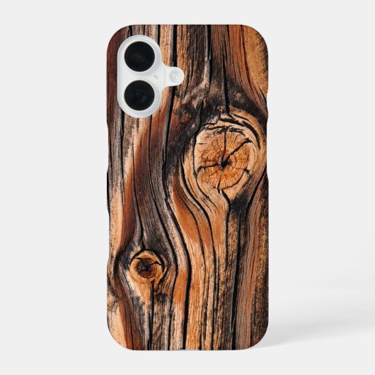 Coque iPhone 16 Cool de texture bois unique (Verso)