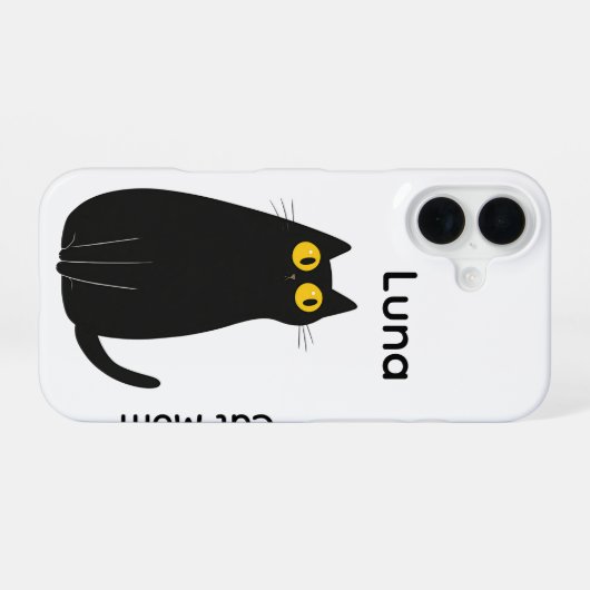 Coque iPhone 16 Coque iphone de chat noir personnalisé - Ajouter u (Verso Horizontal)