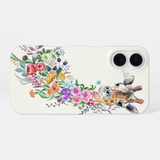 Coque iPhone 16 Coque iphone de Giraffe Fleurs (Verso Horizontal)
