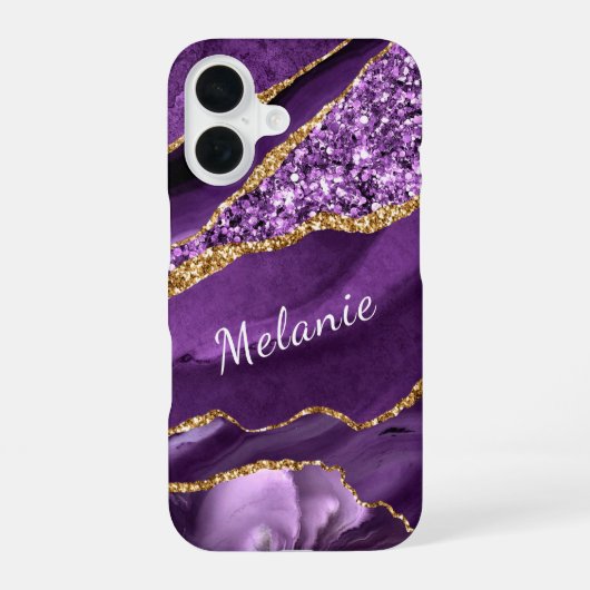 Coque iPhone 16 Coque iphone de Parties scintillant Purple Gold av (Verso)