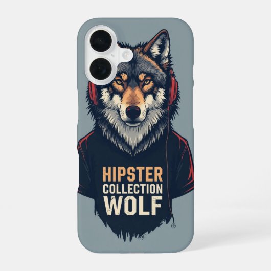 Coque iPhone 16 Coque mobile Hipster Wolf Headphones (Verso)