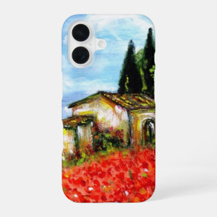 Coque iPhone 16 COQUELICOTS EN TOSCANE / Paysage avec champs de fl