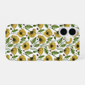 Coque iPhone 16 Coquelicots jaunes et coccinelles (Verso Horizontal)