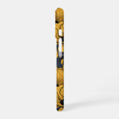 Coque iPhone 16 Coquelicots jaunes sur fond bleu marine (Côté gauche)