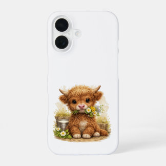 Coque iPhone 16 Coquet Étui Highland Cow pour iPhone 16 Kawaii