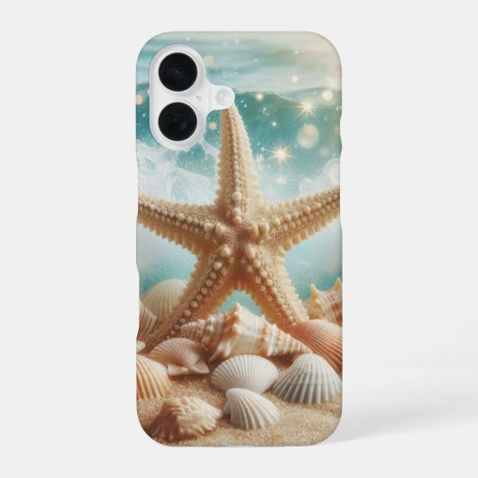 Coque iPhone 16 Coquillages d'étoiles de mer tropicaux (Verso)