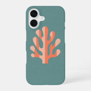 Coque iPhone 16 Corail stylisé vintage