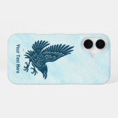Coque iPhone 16 Corbeau bleu dansant (Verso Horizontal)