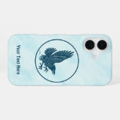 Coque iPhone 16 Corbeau bleu dansant (Verso Horizontal)