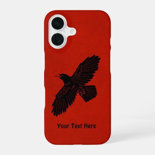 Coque iPhone 16 Corbeau sur fond rouge (Verso)