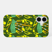 Coque iPhone 16 Cornemuse Notes de musique jaunes (Verso Horizontal)