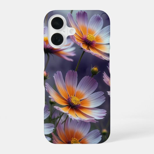 Coque iPhone 16 Cosmos abstrait orange et violet (Verso)