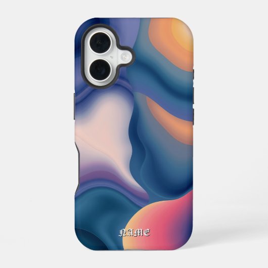 Coque iPhone 16 Coucher de soleil abstrait à vague fluide (Verso)