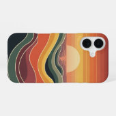 Coque iPhone 16 Coucher de Soleil Côtier Rétro (Verso Horizontal)