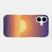 Coque iPhone 16 Coucher de soleil rétro à l'horizon (Verso Horizontal)