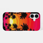 Coque iPhone 16 Coucher de soleil tropical rétro (Verso Horizontal)