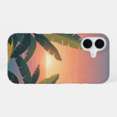 Coque iPhone 16 Coucher de soleil tropical vintage (Verso Horizontal)