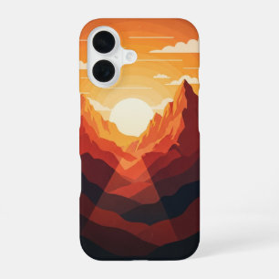 Coque iPhone 16 Coucher de soleil vintage sur les montagnes