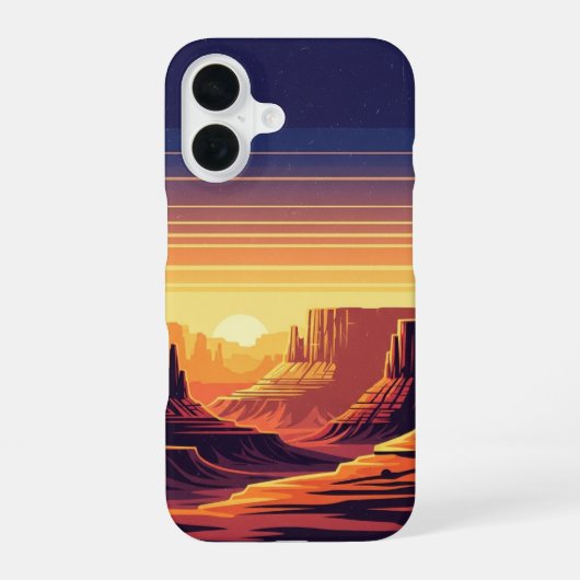 Coque iPhone 16 Couches de Canyon Rétro (Verso)