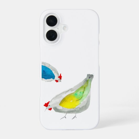 Coque iPhone 16 Couleur d'eau des poulets mignons (Verso)