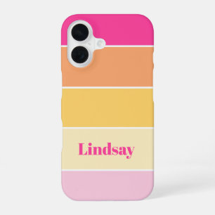 Coque iPhone 16 Couleur d'été personnalisée couleur rose Bandes