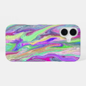 Coque iPhone 16 Couleur Liquide Abstraite Bleu Vert (Verso Horizontal)