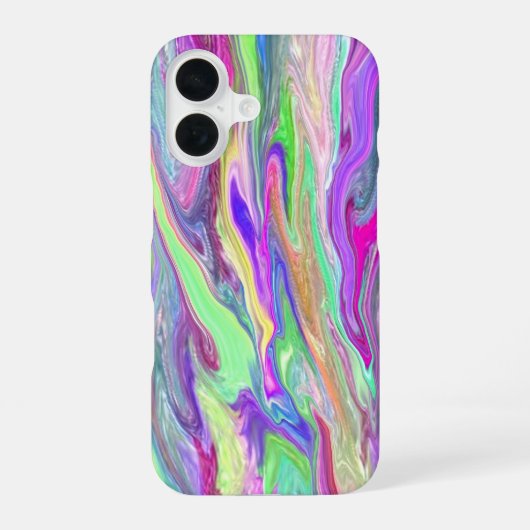 Coque iPhone 16 Couleur Liquide Abstraite Bleu Vert (Verso)