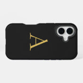 Coque iPhone 16 Couleur Or Gris Monogramme Professionnel (Verso Horizontal)