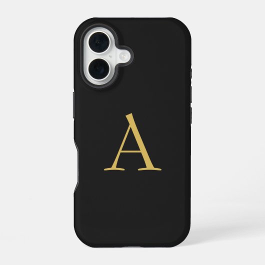 Coque iPhone 16 Couleur Or Gris Monogramme Professionnel (Verso)