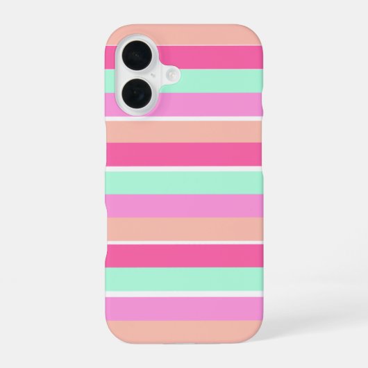 Coque iPhone 16 Couleurs de bonbons rayées (Verso)