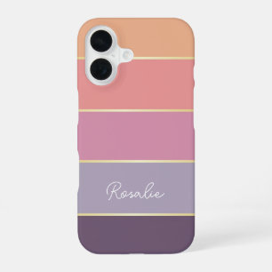 Coque iPhone 16 Couleurs d'été personnalisées Bandes de blocs de c