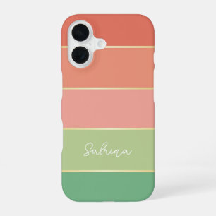Coque iPhone 16 Couleurs d'été personnalisées Bandes de blocs de c