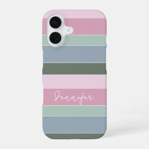 Coque iPhone 16 Couleurs d'été personnalisées Bandes de blocs de c